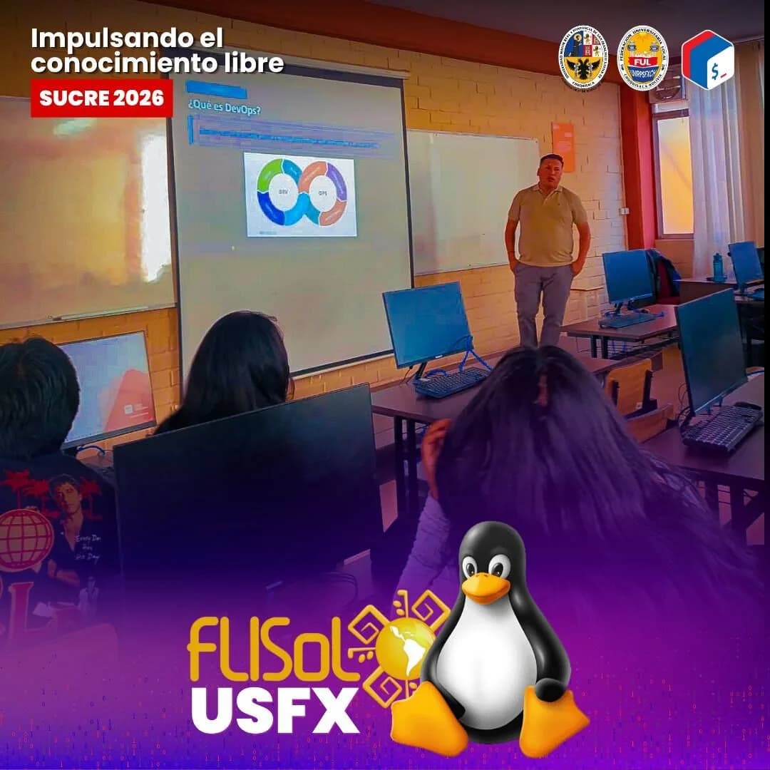 Miguel Angel Choque Garcia durante la charla Kubernetes en tu Laptop en FLISOL Sucre 2026